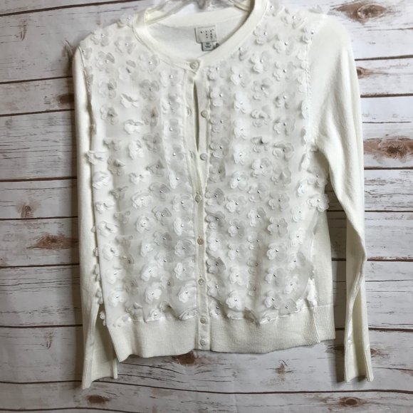 a new day Sweaters - A New Day Cream Floral Embroidered Cardigan